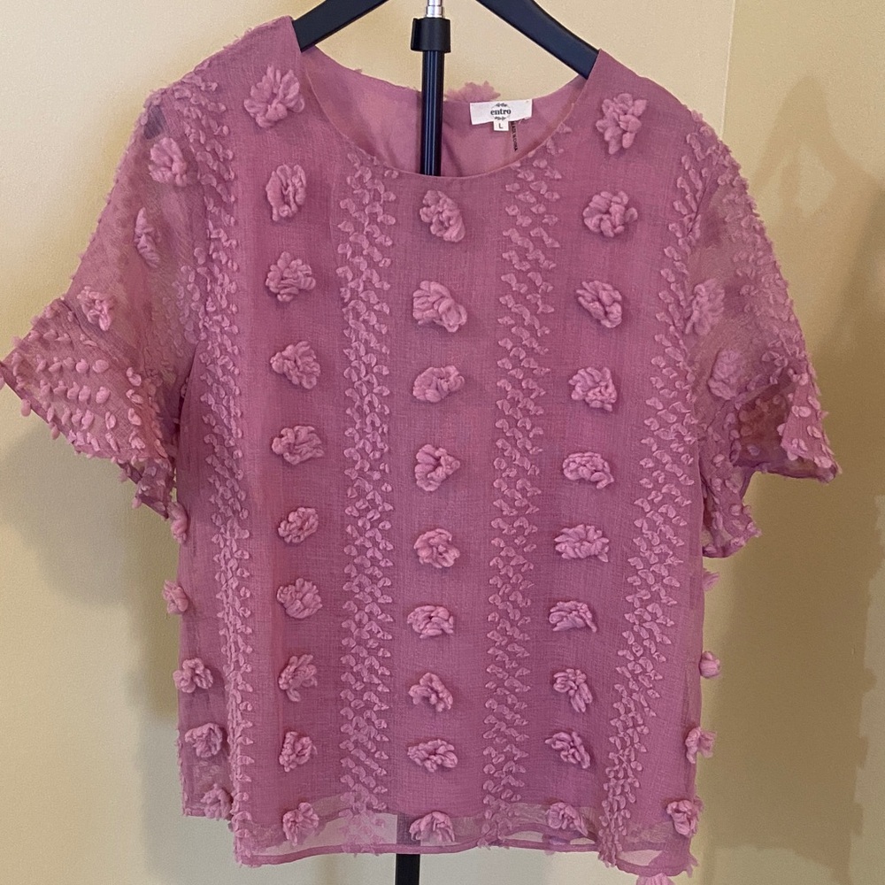 Entro Mauve Textured Floral Blouse